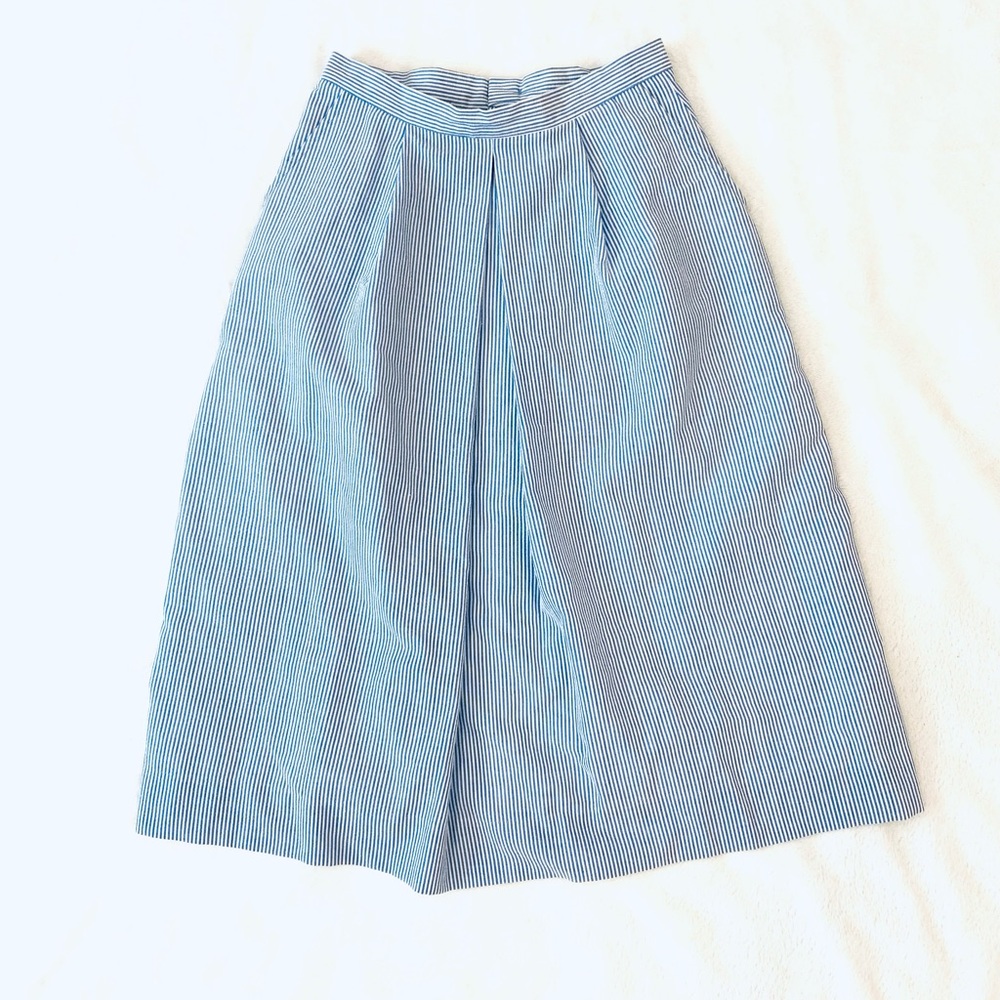 Vintage Jos. A. Bank Seersucker Pleated A-line Skirt with Pockets